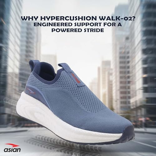 Image of ASIAN Hypercushion Walk-02 Men's Walking Shoes | Slip-On Knit Walking Shoes with E-TPU Energy Return Sole, Memory Foam Arch Support, Breathable Upper & Grip Outsole, Gym & Travel