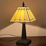 COTOSS Tiffany Table Lamps Small Handmade Stained Glass Accent Table Light Mission Style Antique Desk Lamp for Bedroom Living Room Home Office