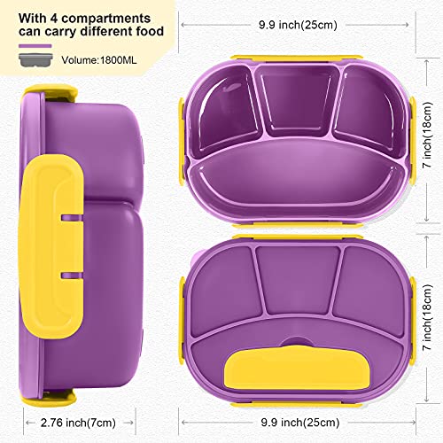 Setoragely Bento Boxes For Adults,1800Ml Bento Lunch Box For Kids,Versatile 4 Compartment Food Storage Box,Microwave & Dishwasher & Freezer Safe thumb #1