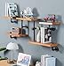 BIXIRAO Industrial Rustic Modern Wood Ladder Pipe Wall Mounted Floating Shelves - Set of 3 Bookshelf,DIY Storage Shelving,Hung Bracket,Bookcase (Set of 3 Ladder Shelves)