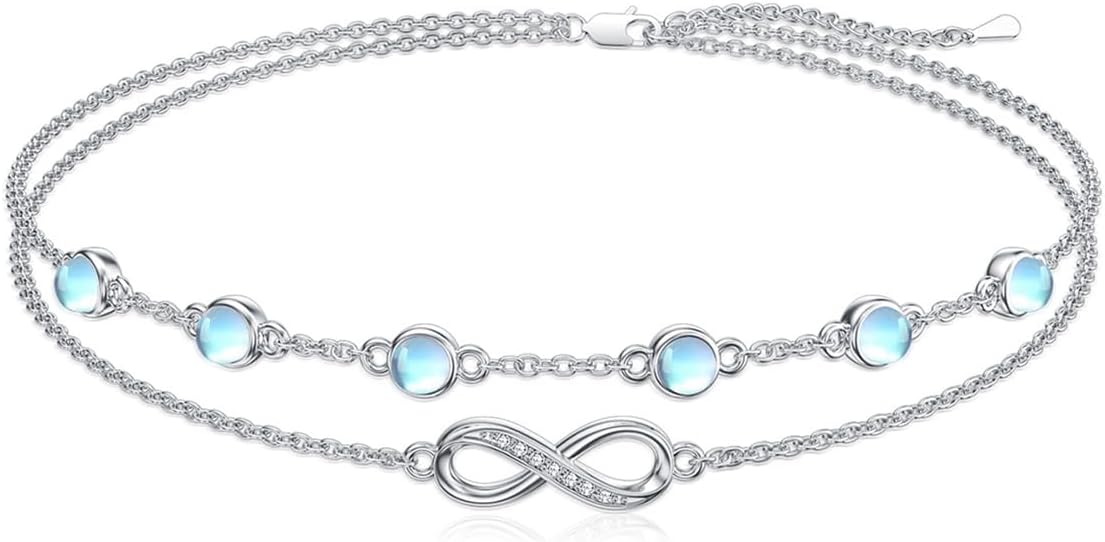 Dorunmo Anklet Bracelets For Women 925 Sterling Silver Birthstone/Infinity/Butterfly/Evil Eye/Turtle/Pineapple/Starfish/Heart Anklets Bracelets Jewelry Gifts for Women