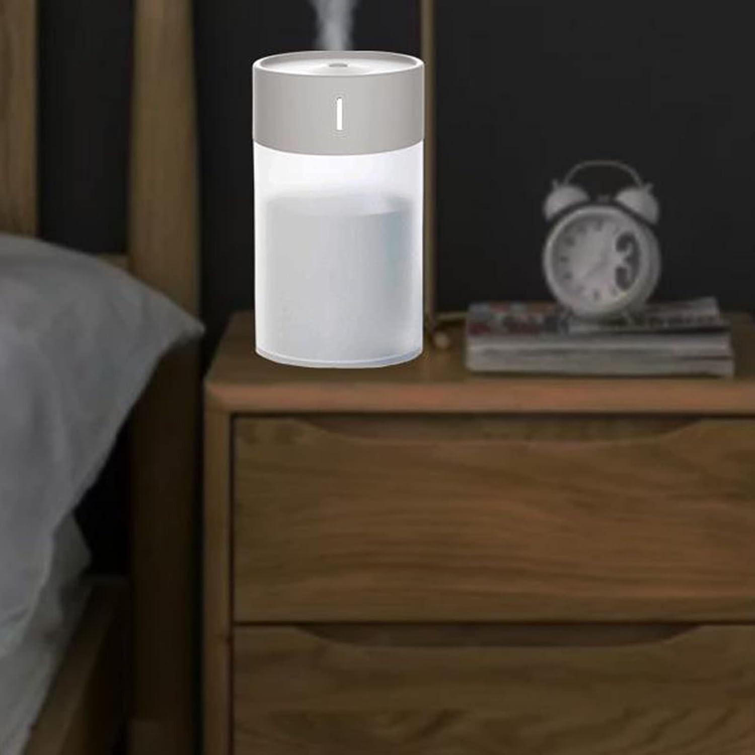 Humidificateur d'air de bureau alimenté par USB avec veilleuse, capacité de 260 ml, technologie ultrasonique silencieuse, lampe d'ambiance pour voiture, maison, pièce