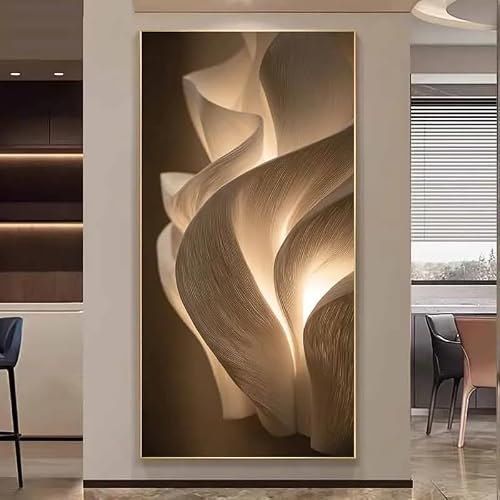 GOSRD Modern Abstract Golden Canvas Wall Art Neutral Muted Prints For Living Room Decortions(30x60cm)