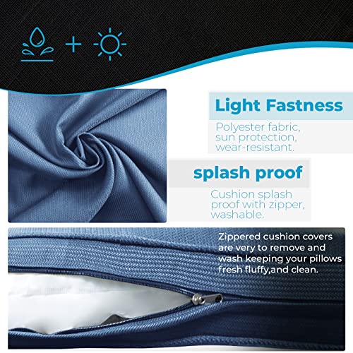 Incbruce 12 Piece Outdoor Patio Cushion Covers Replacement, Outdoor Cushion Slipcovers(6 Seat Covers And 6 Back Covers) With Zipper For Outdoor Furniture, Patio Sofa Couch(Blue) #TOP2