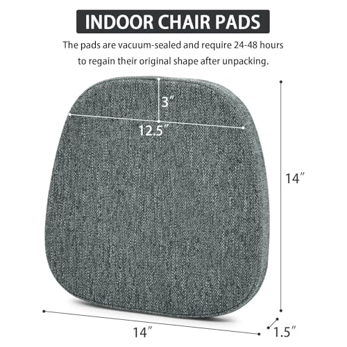 Image of baibu 14x14 Memory Foam Metal Chair Cushions Set of 4, Dual-Layer Design Non-Slip Metal Dining Chair Pads Kitchen Seat Cushion with Machine Washable Cover, 4 Counts, Dark Grey