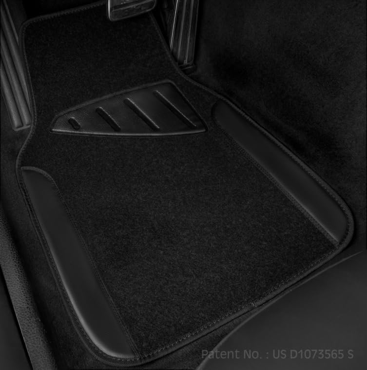 CAR PASS Waterproof Universal Fit Car Floor Mats, Faux Leather Car Carpet Mats, Black Car Mats with Anti-Slip Nibbs Backing & Driver Heel Pad Fit for SUV,Vans,sedans, Trucks,Set of 4pcs(All Black) - Image 7