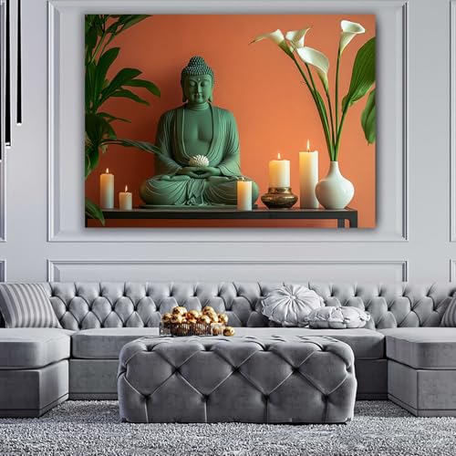 Toile bouddhisme zen CUDAOO vert pour chambre à coucher - 4