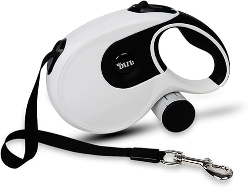 Miniatura 13 de Correa retráctil para perro de 26 pies con caja de basura, sistema sin enredos de 360°, rotura con una sola mano, gancho a presión cromado,