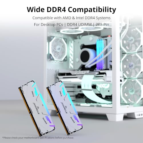 Image of Timetec Pinnacle Konduit RGB DDR4 3200MHz PC4-25600 CL16-18-18-38 XMP2.0 Overclocking 1.35V Compatible for AMD and Intel Desktop Gaming PC Memory Module RAM (RGB White, 64GB KIT(4x16GB))