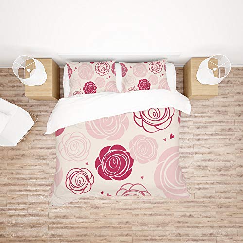 Housse de couette rose d'une douceur premium | Parure de lit Queen Size