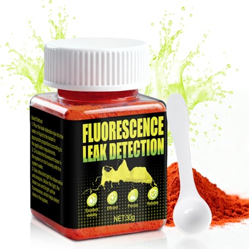 Fluoresceína, Tinta Fuga Piscina, Detector Fugas Piscina, Detector Fluorescente, Piscinas, Spas, Tuberías, Techos y Aire Acondicionado Coche, Amarillo, 30g