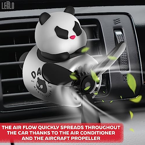 Image of Panda Cute Car Air Freshener Diffuser - Panda Aromatherapy Diffuser Car Air Fresheners Vent Clips Cute Freshener Rotating Fan