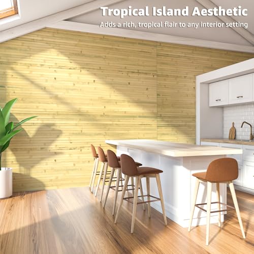 Image of Art3d 48 x 96 in Pole Wrap Natural Bamboo Wall Panel, 2-Pack, Natural