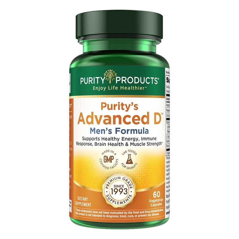 Purity Products Dr. Cannell's Advanced Vitamin D Men's Formula Packed with Vitamin D, Vitamin K2, Zinc, Magnesium Citrate, Boron and Taurine - 60 Vegetarian Capsules
