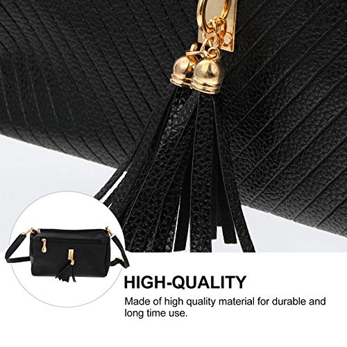 PretyzOOM Bolsa de mão feminina com borla transversal, bolsa de ombro, bolsa acolchoada com alça de