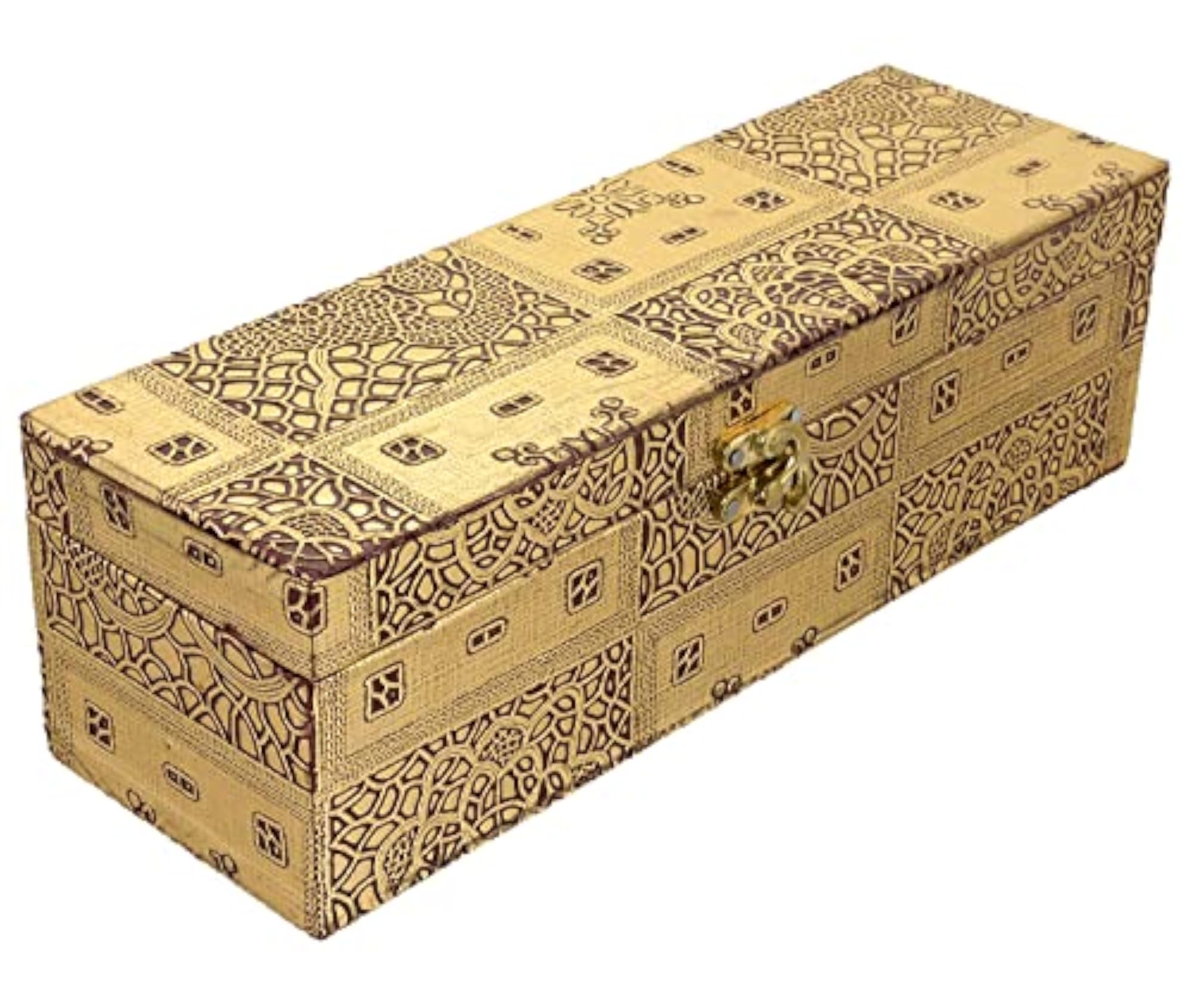 Heart Home Embossed Design Wooden Bangle Box, Gold