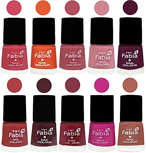 Image of ALL IN ONE (PACK OF 10), Long Lasting Glossy Nail Polish, 6 ml Each, All Vibrant Colours,02125