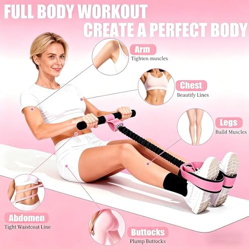Upgraded Durable Pedal Resistance Band with Handle, Women Exercise Bands for Abdomen, Waist,Core/ABS, Arm, Leg, Glutes, Arms, Pilates, Strength, Sit Up Equipment for Home Workout - 5