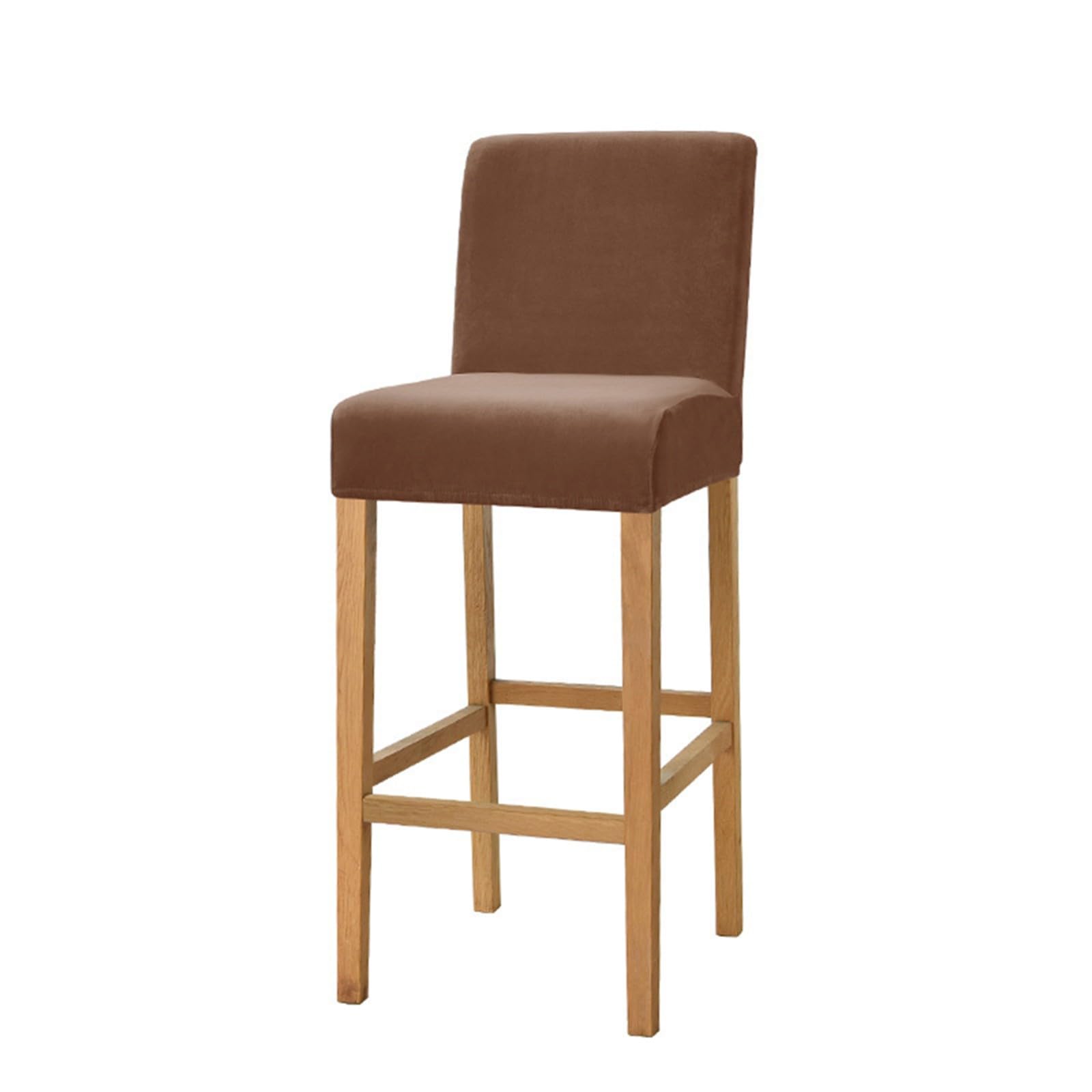 Housses de tabouret de bar extensibles marron foncé pour dossier court x4