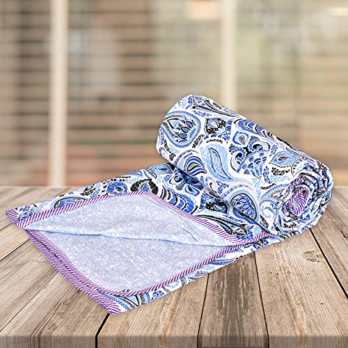 Image of Appy Nature Dohar Cotton, AC Dohar Double Bed, Blanket for Summer Cotton 84 inchx 96 inch Indigo Blue Leafy, Pack of 1