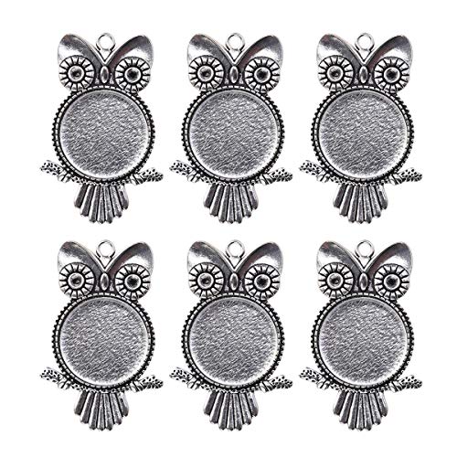Pendentif chouette et son plateau en verre pour bijoux DIY personnalisés