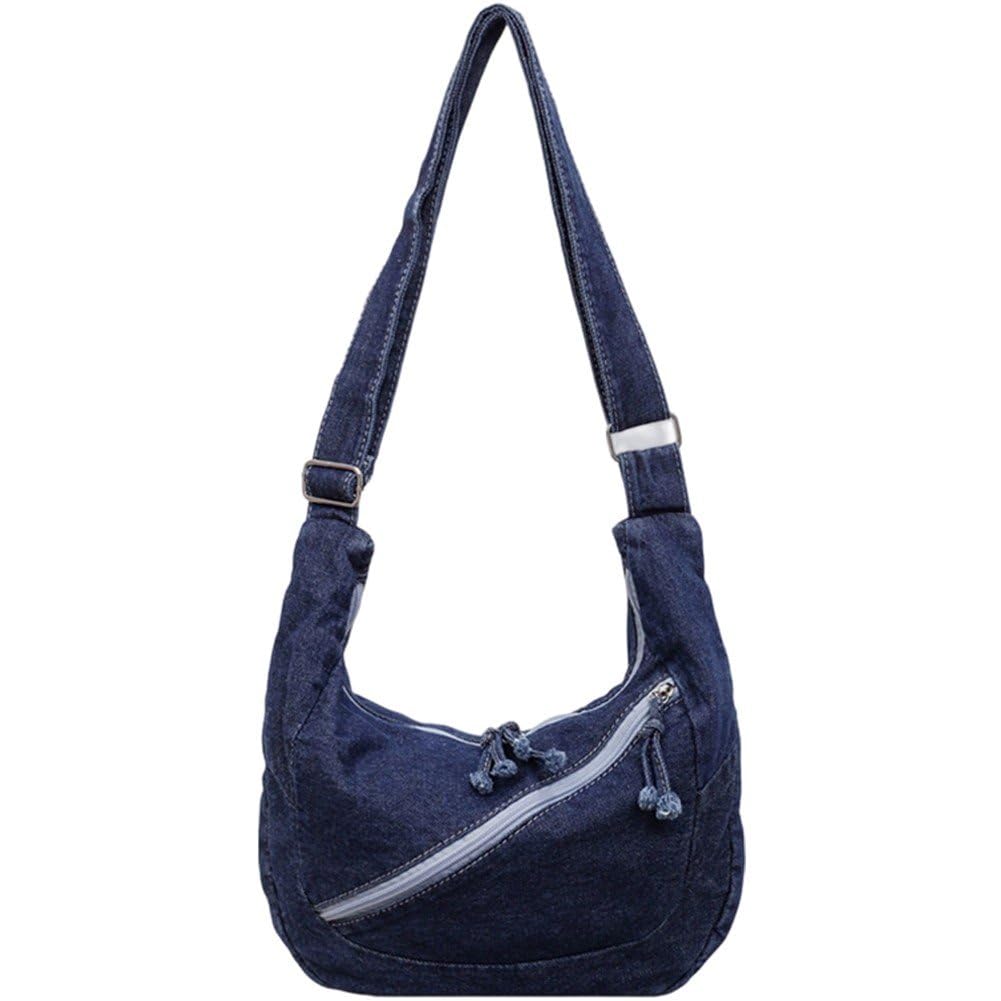 Danlai Vintage Denim Crossbody Messenger Bag, Large Capacity Adjustable Strap for Women Daily Commute Outdoor Travel