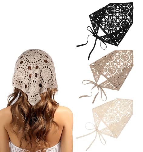 ValueBargain 3 Stück Kopftuch Damen, Hair Scarf Boho Dreieck Bandanas Elastisches Haarschal Sommer Kopfbedeckung für Frauen und Mädchen