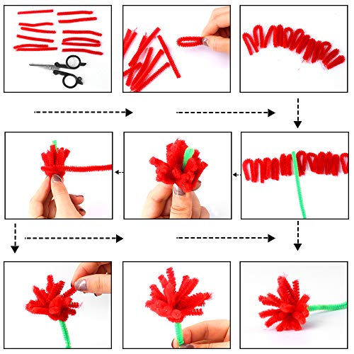 Hicdaw 470Pcs Pipe Cleaners Craft Supplies Pipe Cleaners Including 120Pcs Pipe Cleaners, 150Pcs Wiggle Eyes, 200pcs Pom Poms for DIY Art Craft Decorations