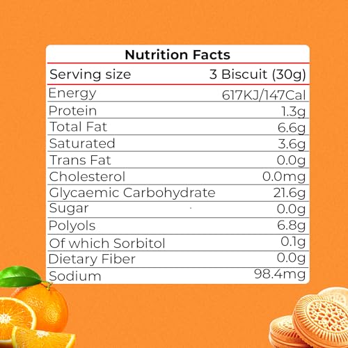 Image of Tiffany Sugar Free Orange Cream Sandwich Biscuits,162g | Healthy Snacks for Diebetic | Sweetened With Splenda (Pack of 2)