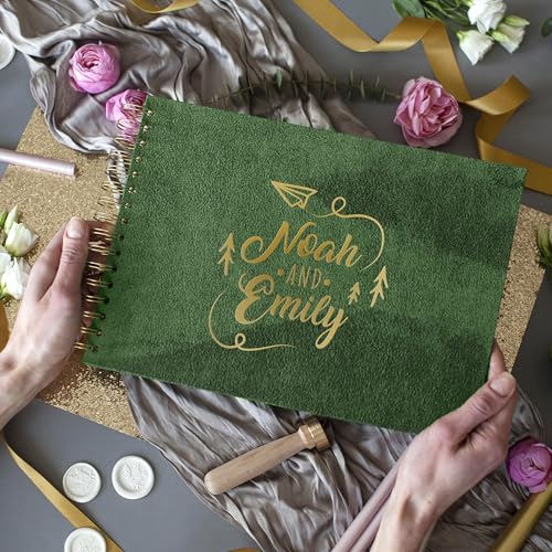 Image of Guest Book Photo Album Adventure Book for Cabin, Airbnb, Vacation Rental, or Travel Journal for Polaroid Instax, Keepsake Fits 4x6 or 5x7 Pictures Couples or Family Scrapbook (Green, Large - 11.7x8.3)