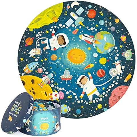 Solar System Puzzle Space Round Jigsaw Puzzle for Children Age 5-8 Year Olds - 100% Recycled Card 150 Piece Solar System for Kids Age 5+ years old by boppi Cover