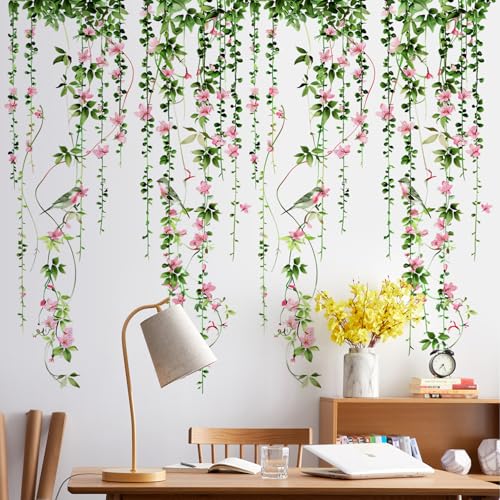 Vinilos decorativos de 4 hojas con enredaderas y flores miniatura 4