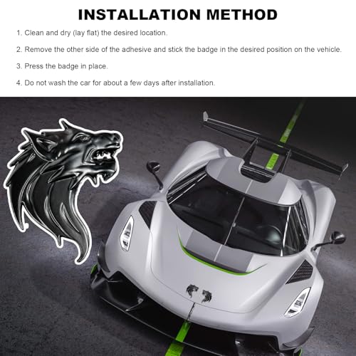 Image of 2 PCS 3D Wolf Head Metal Emblem, Car Side Fender Rear Wolf Head Emblem Badge Self Adhesive Stickers, Pair Metal Badge Decal for Car Motorcycles Truck SUV, Black