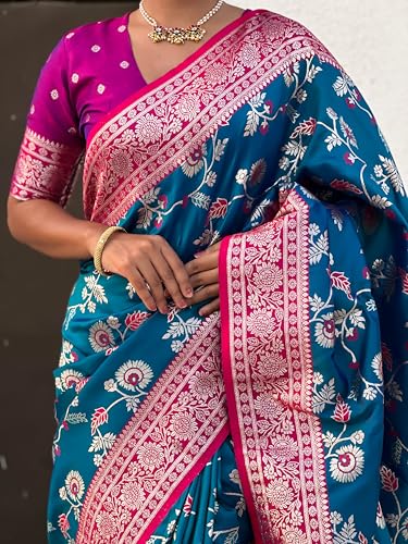 Image of SGF11- Women's Kanjivaram Woven Soft Silk Saree With Blouse Piece