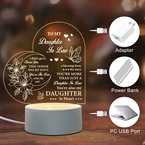 Benecharm Daughter In Law Gift Ideas, To My Daughter In Law Night Light, Gifts For Daughter In Law From Mother In Law On Wedding Day, Birthday, Christmas, Personalized Acrylic Night Lamp With Base #TOP3