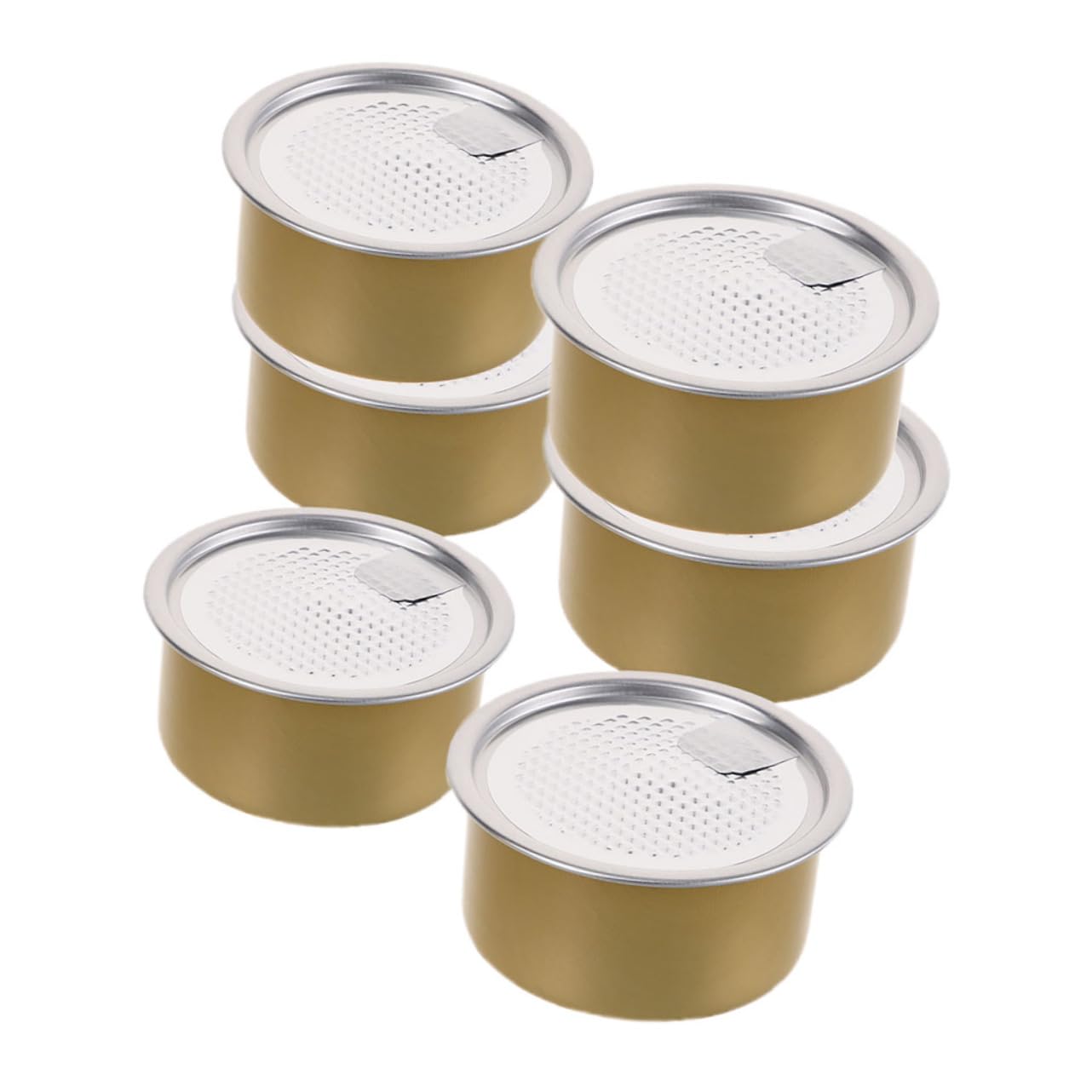 FELTECHELECTR Metal Can Storage for Pet Food and Treats 6 Small Round Aluminum Cans with Lids Dry Cat Food Container