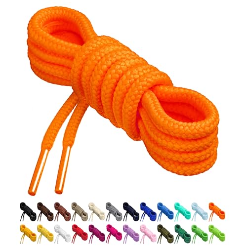 Birch Round Shoelaces 27 Colors 3/16 Thick Shoe Laces 4 Different Lengths (56 (142cm) - XL Neon Orange)