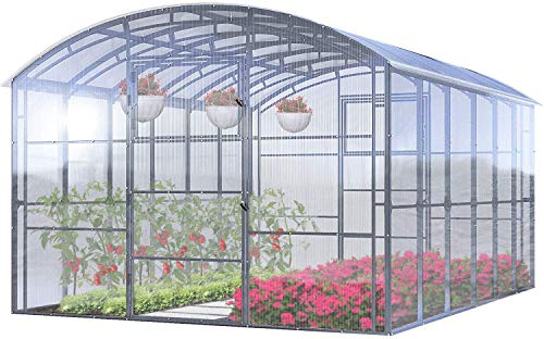 Invernadero Jardín Ruby Pro 3x4 Metros 12 M² Policarbonato Transparente 4mm, Marco Acero, Varios Modelos y Tamaños, Ideal Huerto Plantas y Cultivos