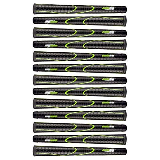 JumboMax Set of 13 Tour Series Golf Grips - Black with Lime Green Trim X-Large/XL (+ 3/8")