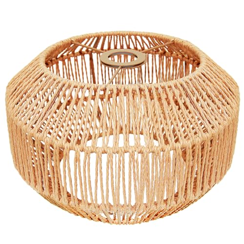 Image of Hanging Light Rattan Lamp Shades Boho Lamp Shades, Woven LampShades for Floor Lamps Rattan Pendant Lights Boho Lamp Light Table Lamps Plug in Pendant Light