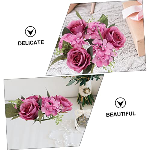Alipis 2pcs Candlestick Garland Silk Flowers Small Candle Tealight Candles Spring Candle Wreath Candle Rings for Pillars Spring Fling Decorations Fake Roses Plastic Purple Pink Roses Mini