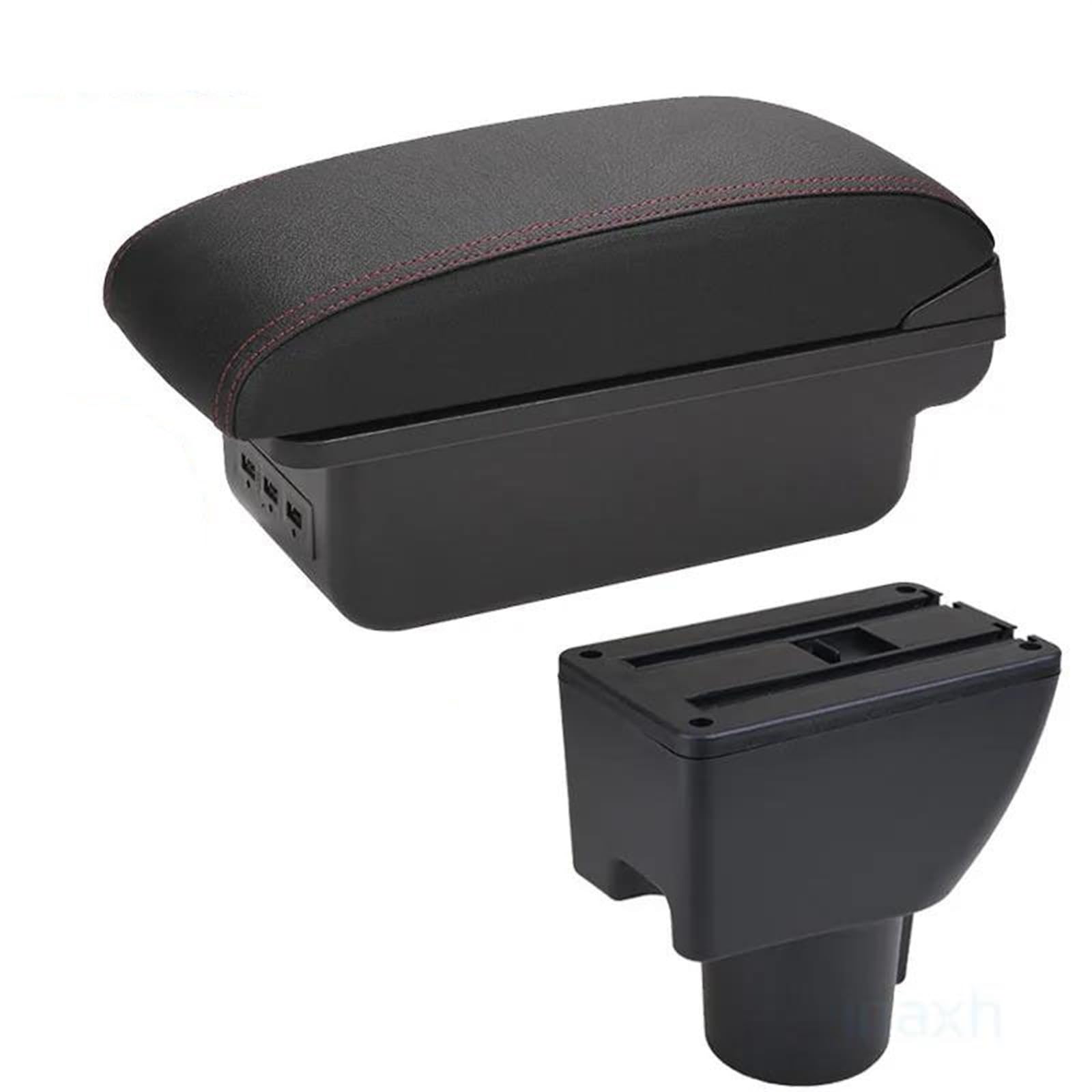 Car armrest for Hyundai for Getz Armrest for Hyundai for Getz Car Armrest Box Retrofit Parts Dedicated Center Storage Box Car Accessories(B1 Black RED 3USB)