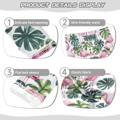 Pink Flamingos Leaf Girls' Leggings Toddler Doodles Watercolor Kids Yoga Pants Dance Active Tights 4T3