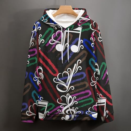 Hoodie notes de musique UMENG pull à capuche unisexe noir taille S - 4