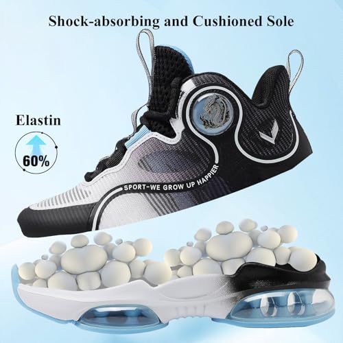 Image of VITUOFLY Kids Basketball Shoes Boys Sneakers Girls Mid-top Sports Shoes | Ankle protection, Non-slip TPR outsole, Cushioned shock-absorbing EVA midsole, Indoor outdoor sports for little & big kids
