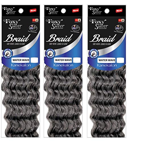 Foxy Silver (Foxy Braid - Water Wave 12 Inch - 3 Packs) - Synthetic Crochet Braiding Hair in 51