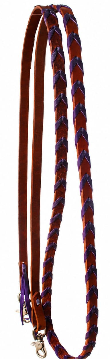 CHALLENGER Horse Western Amish - Redini in pelle viola con lacci per concorso 6686PR