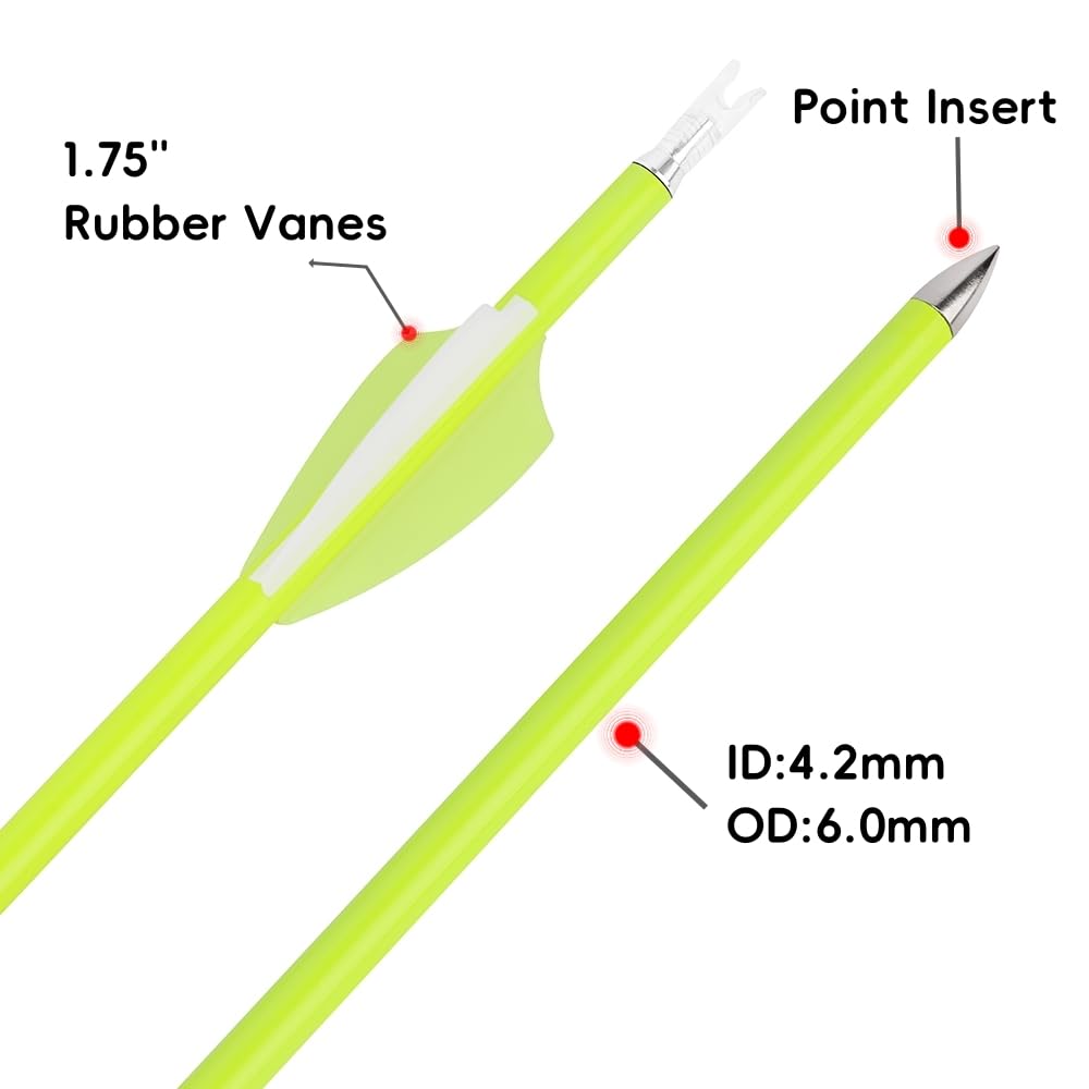 12/24 Pezzi Frecce in Carbonio per Tiro con L'Arco - Lunghezza 30" Spina 1500 con Piume in Gomma 1,75", Frecce per Caccia e Tiro a Segno per Arco Compound
