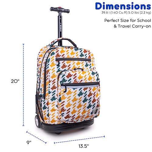 Image of J World Sundance Laptop Rolling Backpack for Girls Boys. Roller Bookbag with Wheels, 20 Inch, Vivid Tweed