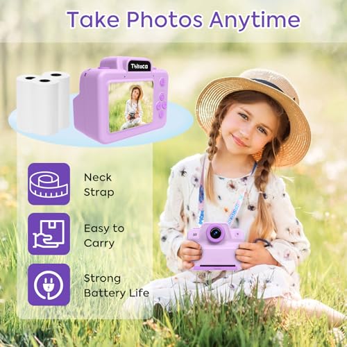 Image of Instant Print Camera for Kids, Toddler Kids Camera Instant Print for 3 4 5 6 7 8 9 10 Years Old Girl Christmas Birthday Gifts, Portable Kid Children Digital Travel Camera Toys for Girls Age 3-12